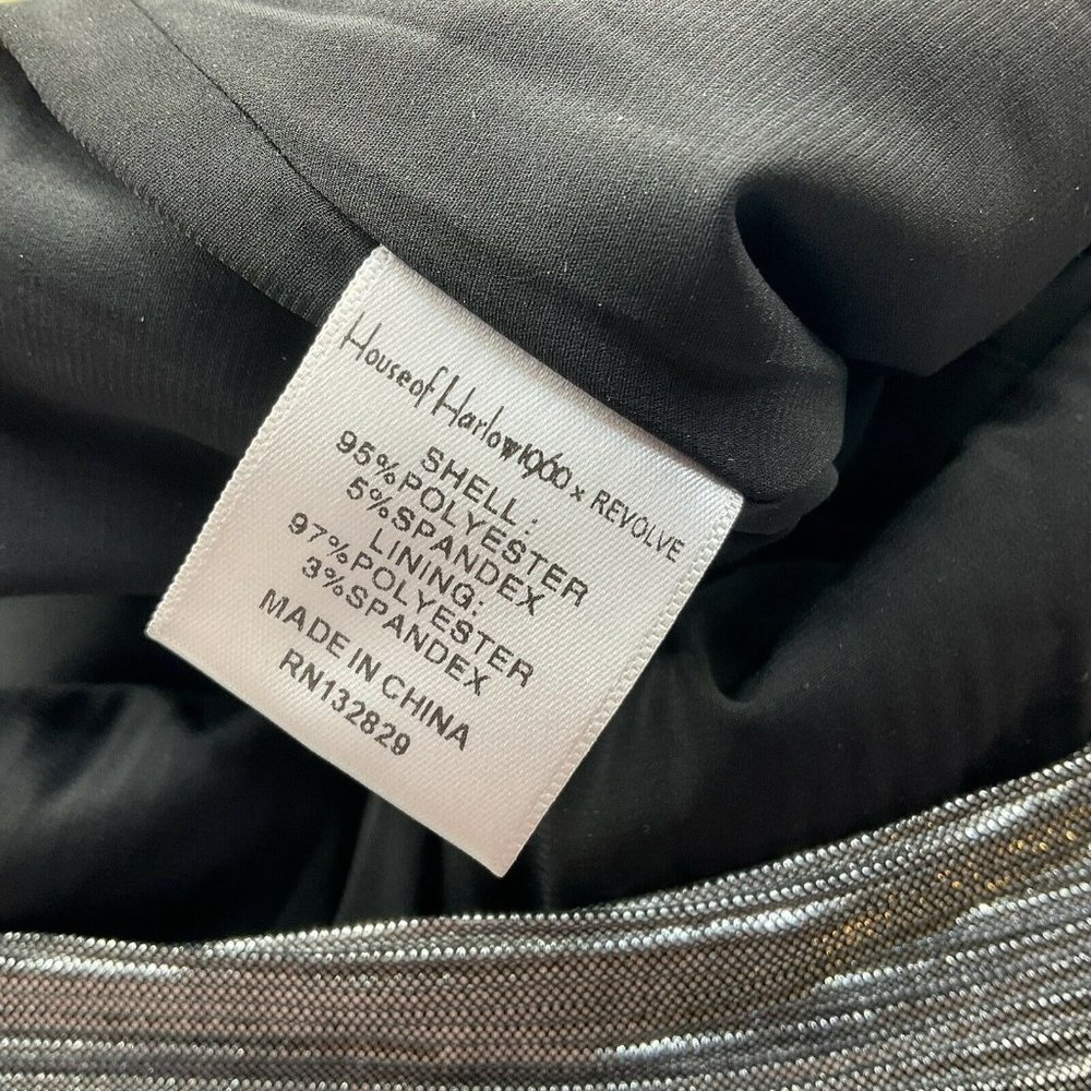 House of Harlow Jumpsuit Women Sz XXS Silver Revolve Long Slv Shimmer Nwt $248 - Picture 11 of 12